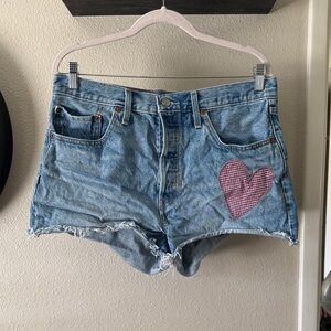 Levi’s Blue Jean Shorts with Heart Patch